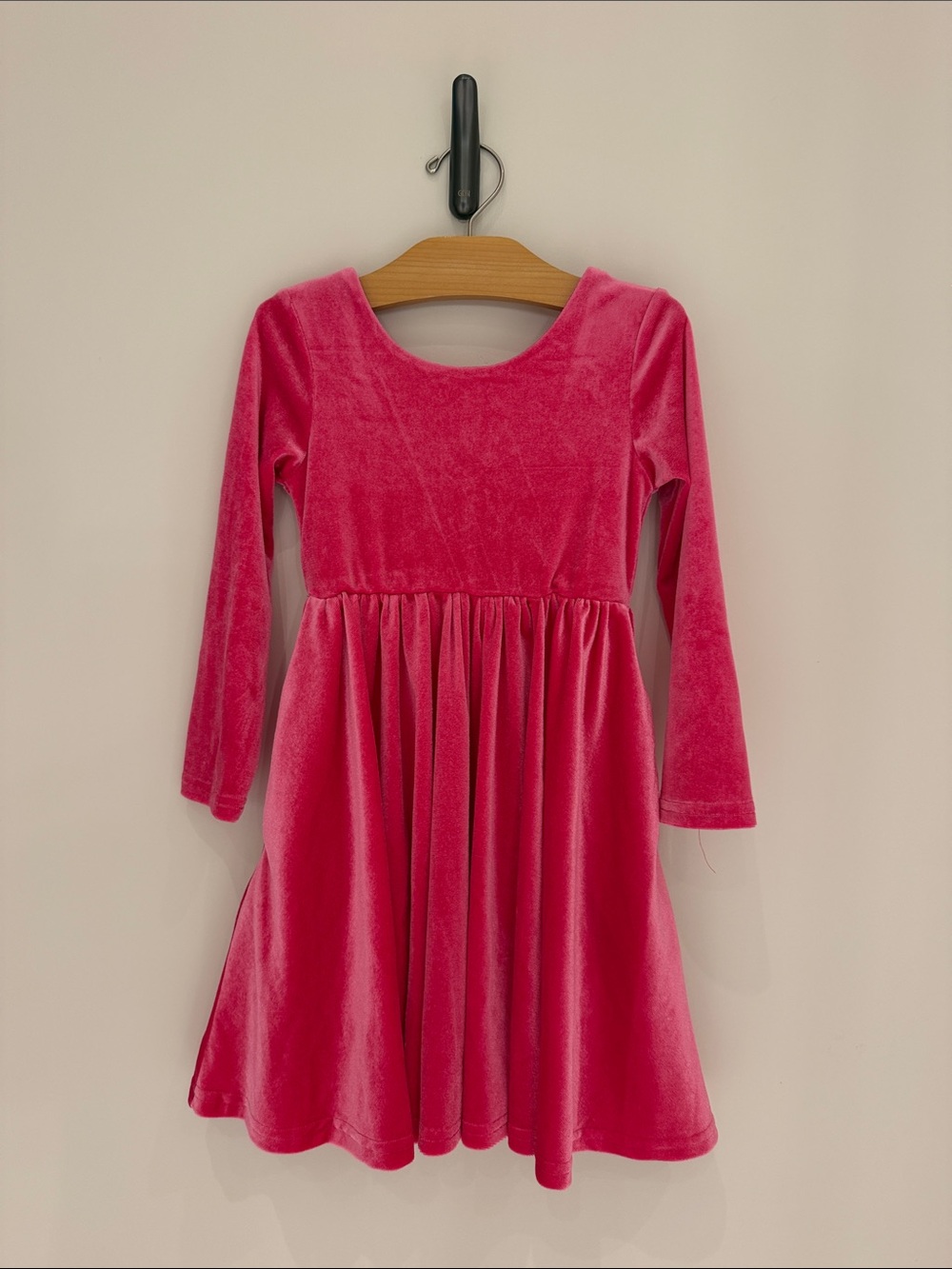 Girls' Pink Ollie Jay velvet twirl dress.